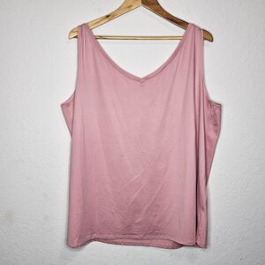 Avenue Reversible Tank Top Pink V-Neck/Scoop Neck Plus Size 26/28 NWT